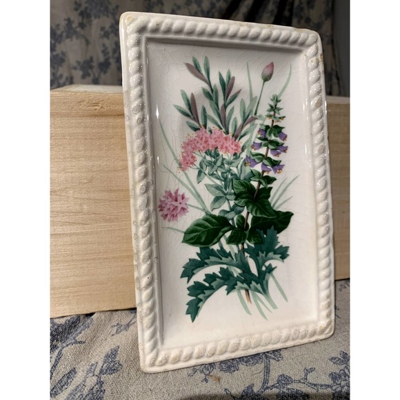 Ceramic 1990s Avon Spoon Rest Plate with Wall HangingHook - Picture 3 of 11